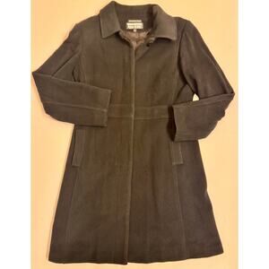 Vintage 100% Wool Button Down Jacket Coat Black Long Size L Women